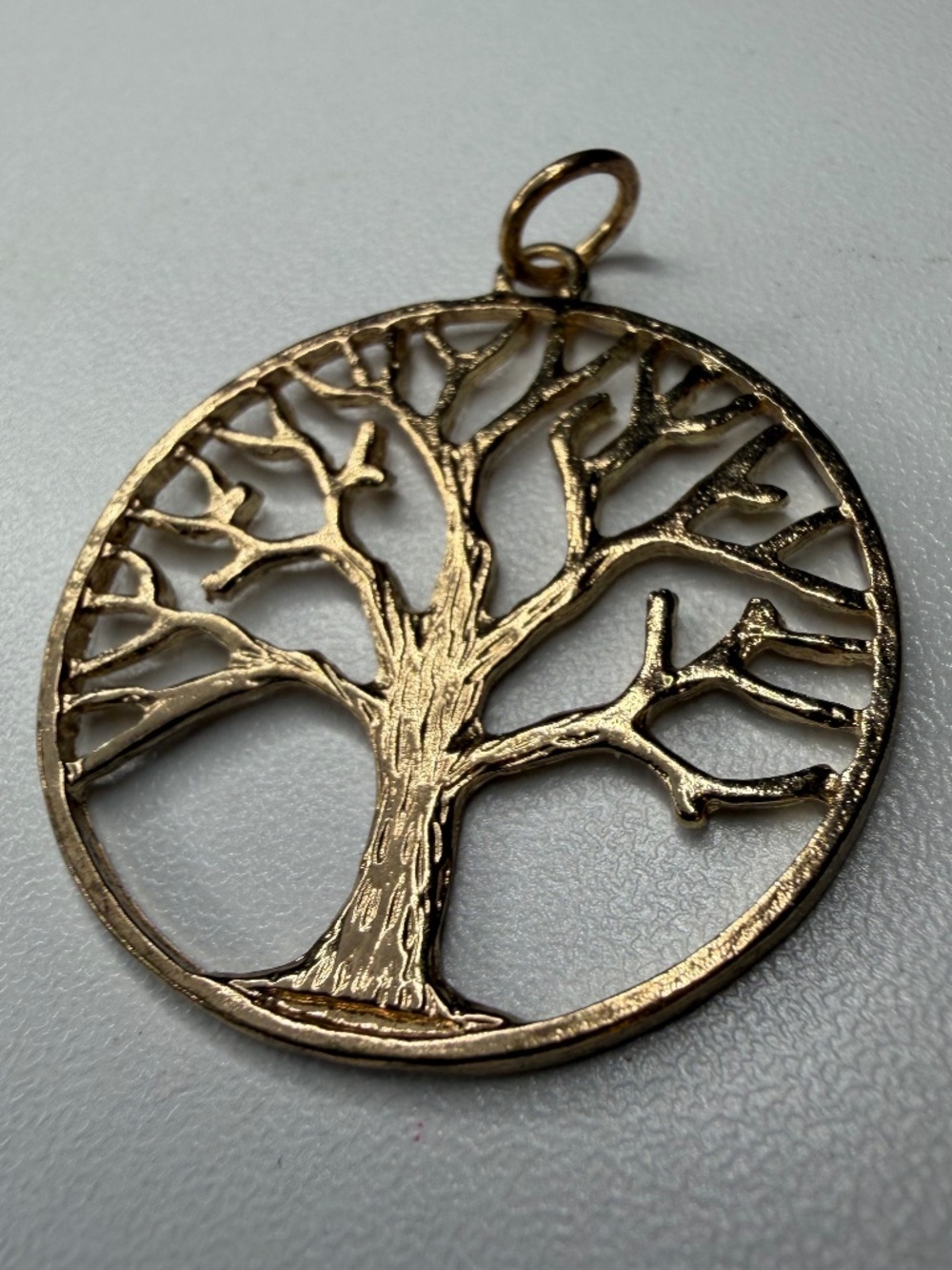 Vintage Gold Tone Tree of Life Charm Pendant 1 ¼" - Picture 3 of 8